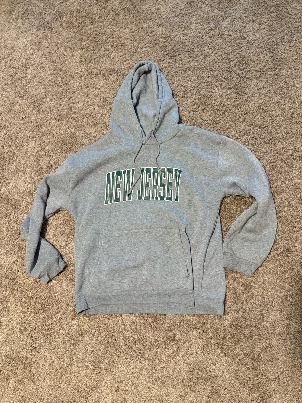 Grey "New Jersey" Pullover Hoodie - Casual Sweatshirt